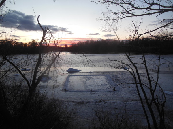 2025 02 28 Ice Rink Melt Lake George Overview